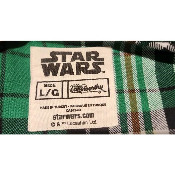 Cakeworthy Star Wars Mandalorian The Child Green Flannel Shirt Adult Large EUC - Picture 6 of 7